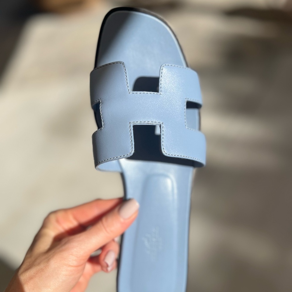 Hermes Oran Blue Sandals breathe condition size 39/9